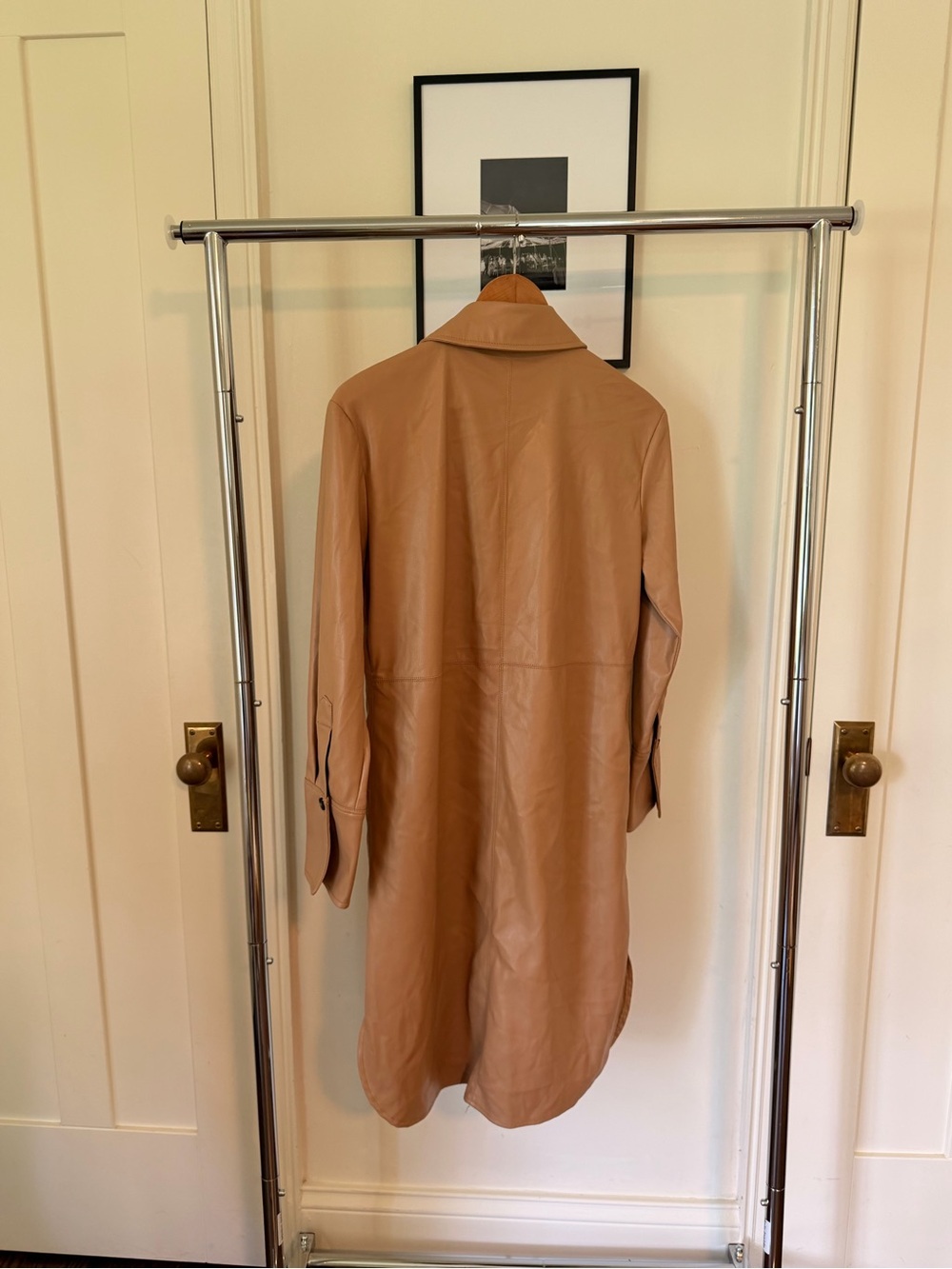 Zara Faux Leather Long Shirt Jacket in Tan - Picture 2 of 4